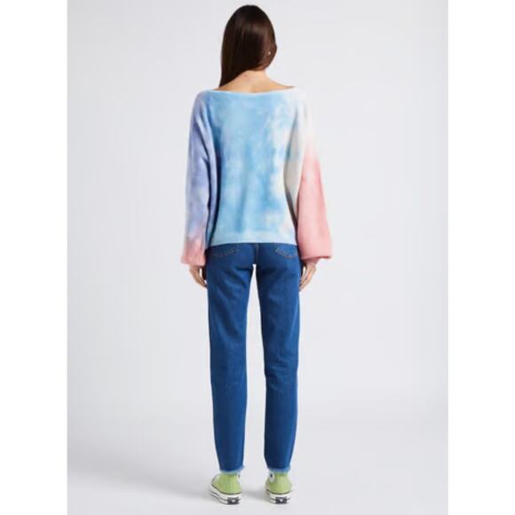 Crush Cashmere Scottie Painted Balloon Cloud Tie Dye Rainbow Sweater M Large - Picture 2 of 10